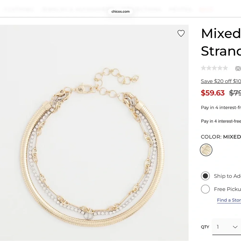 Chico's 3-or-individual Gold and Silver Necklace Stack - Picture 5 of 9